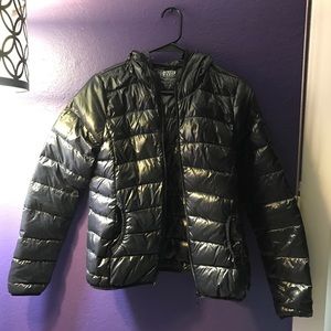 Black water resistant puffer jacket